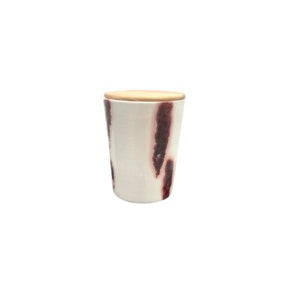 Tall glass with wooden lid